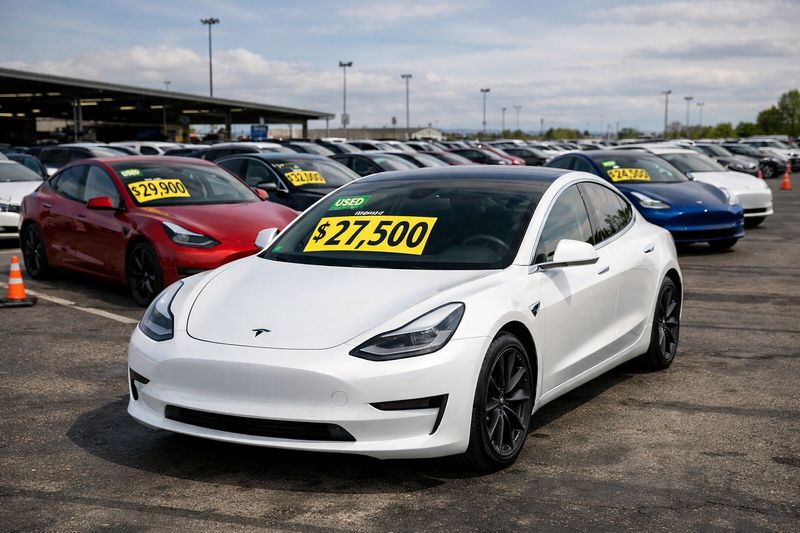 Подержанные автомобили Tesla на автоаукционе, демонстрирующие доступные цены для покупателей с ограниченным бюджетом.